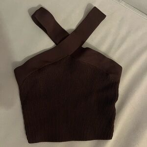 Aritzia baton sculpt knit cris cross top